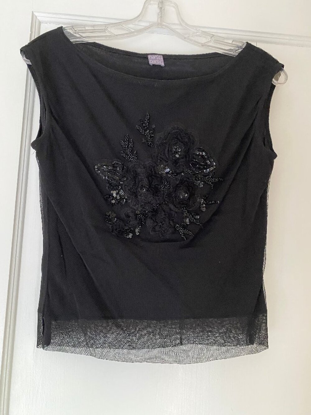 Hanky Panky Black Boatneck Tank Top with Embellishments